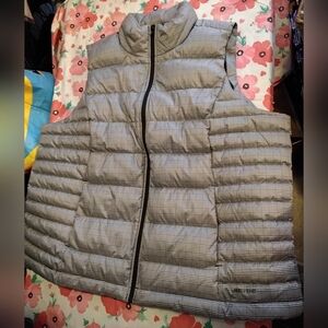 Lands' End Black & White Plaid Outerwear Down Vest Women's Size XL 1XL 1X NEW